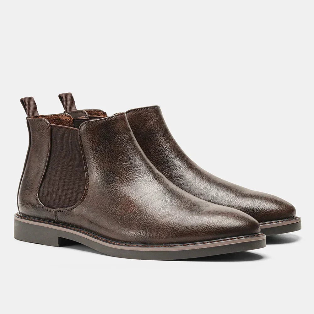 Leather Almond Toe Elastic Side Gusset Boots