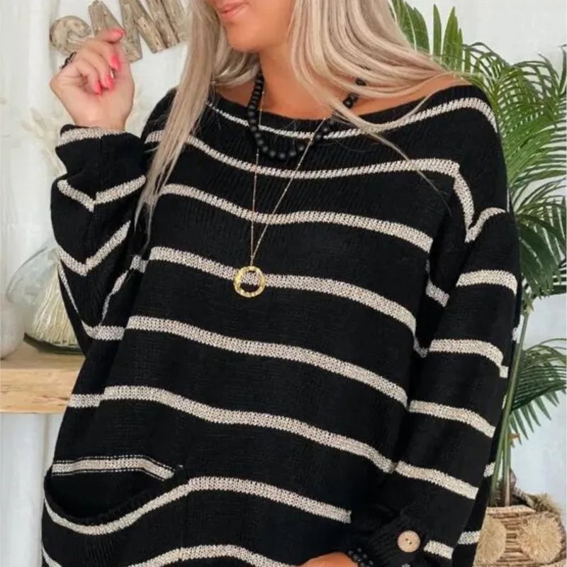 Wool Blend Striped Oversized Sweater