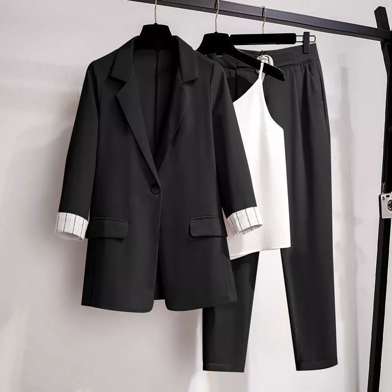 Three-Piece Tailored Single Button Classic Lapel Blazer