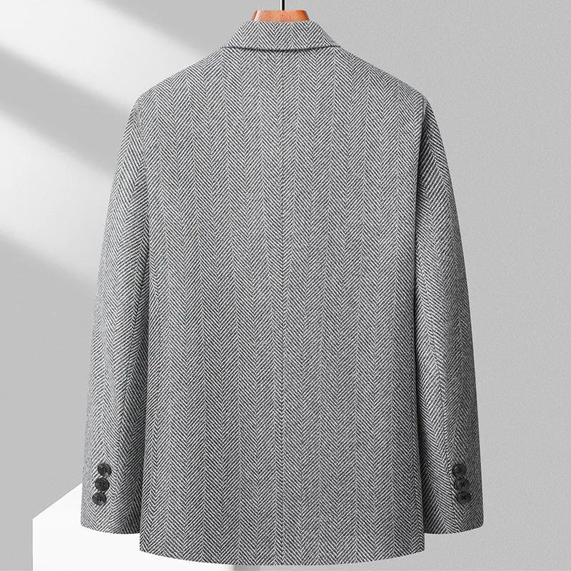 Men's Blazer – Wool Blend – Tailored Fit – Herringbone – Notch Lapel – 3 Buttons