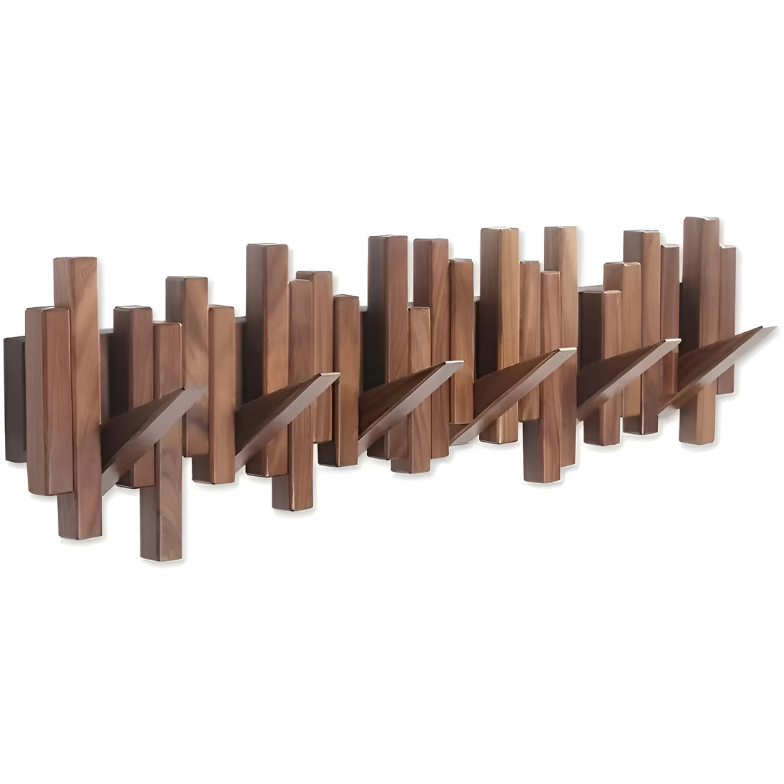 Solid Wood Staggered Angled Wall Coat Rack