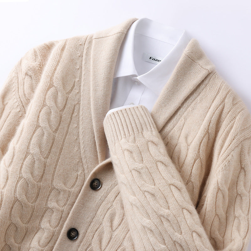 Wool Cable Knit Regular Fit Cardigan