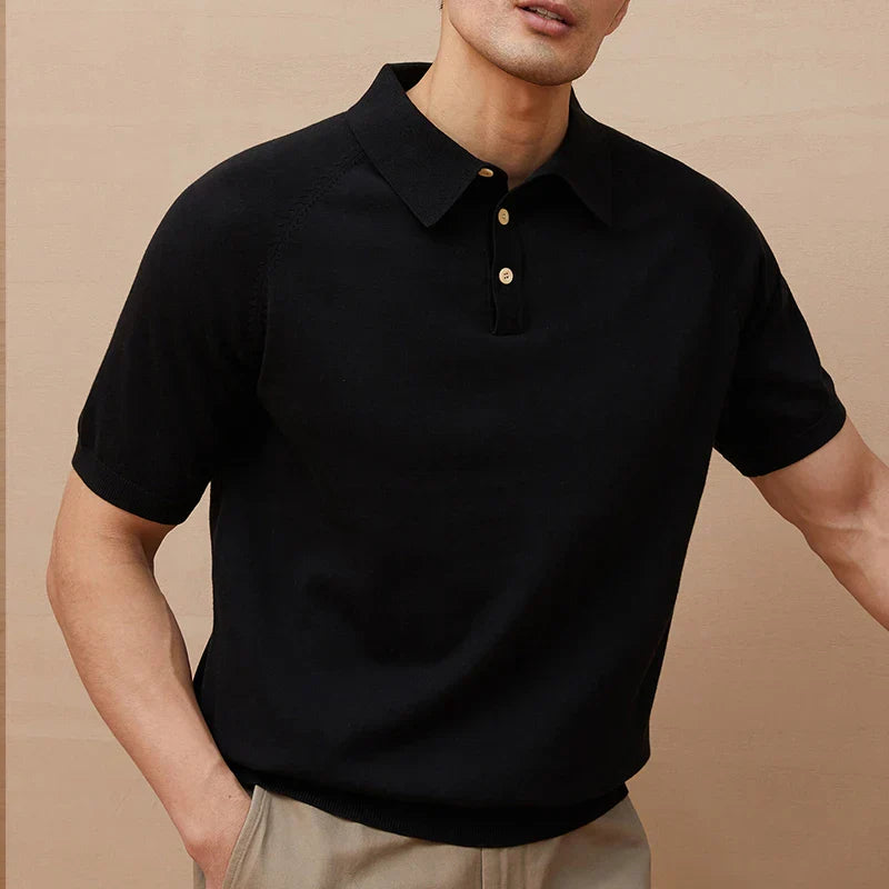 Men's polo shirt – tailored fit – soft cotton knit – short-sleeved design