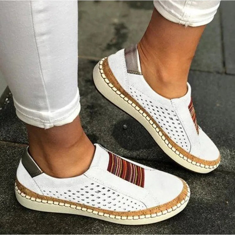 Women's Orthopedic Shoes – Breathable Upper – Elastic Details – Padded Sole – Slip-On