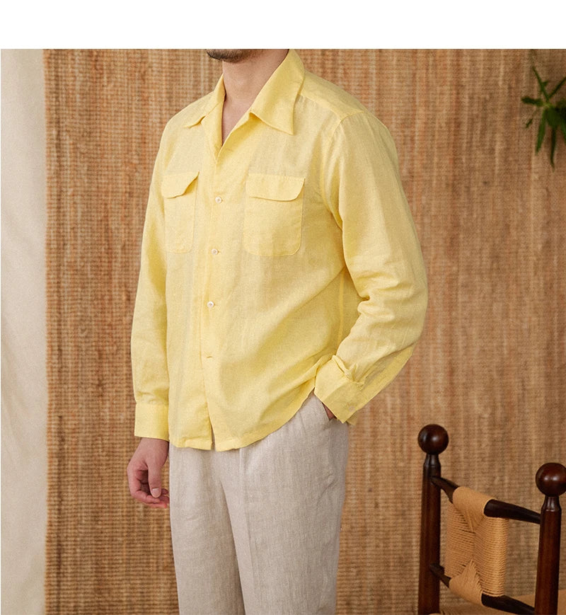 Men's Shirt – Linen – Relaxed Fit – Long Sleeves – Button Closure – Breathable