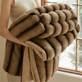 Plush Faux Fur Ribbed Throw Blanket