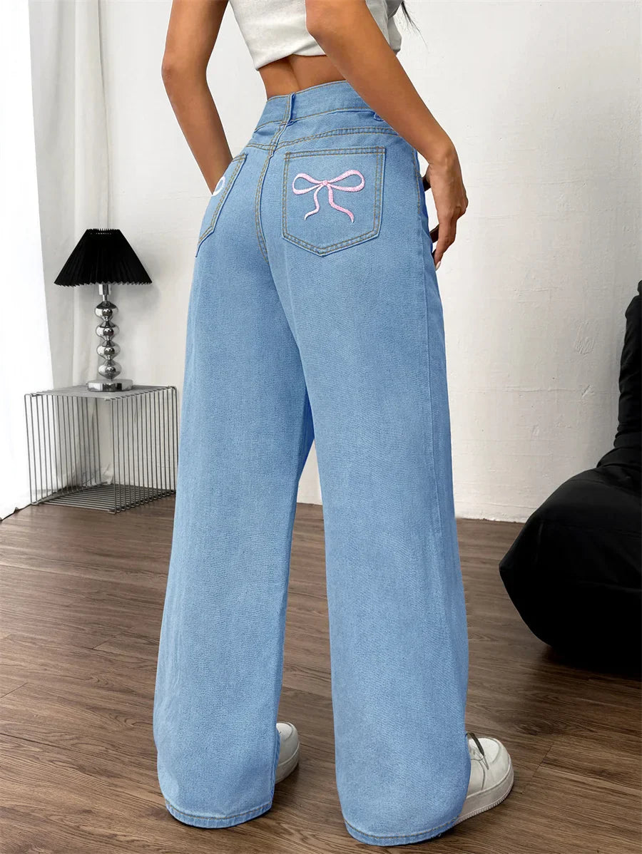 Comfortable High-Waisted Wide-Leg Jeans