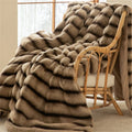 Plush Faux Fur Ribbed Throw Blanket