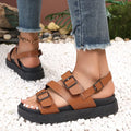 Women's Sandals – Adjustable Straps – Thick Sole with Pattern – Comfort and Style