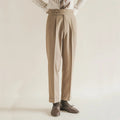 Men's Trousers – Tailored Fit – High Waist – Front Pleats – Cuffs at Ankles