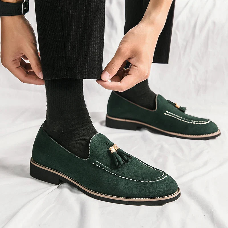 Men's Moccasins – Suede – Classic Fit – Slipper Style with Tassels – Elegant Slip-on