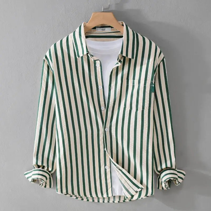 Women's Blouse – Relaxed Fit – Vertical Stripes – Breathable Light Quality – Shirt Collar