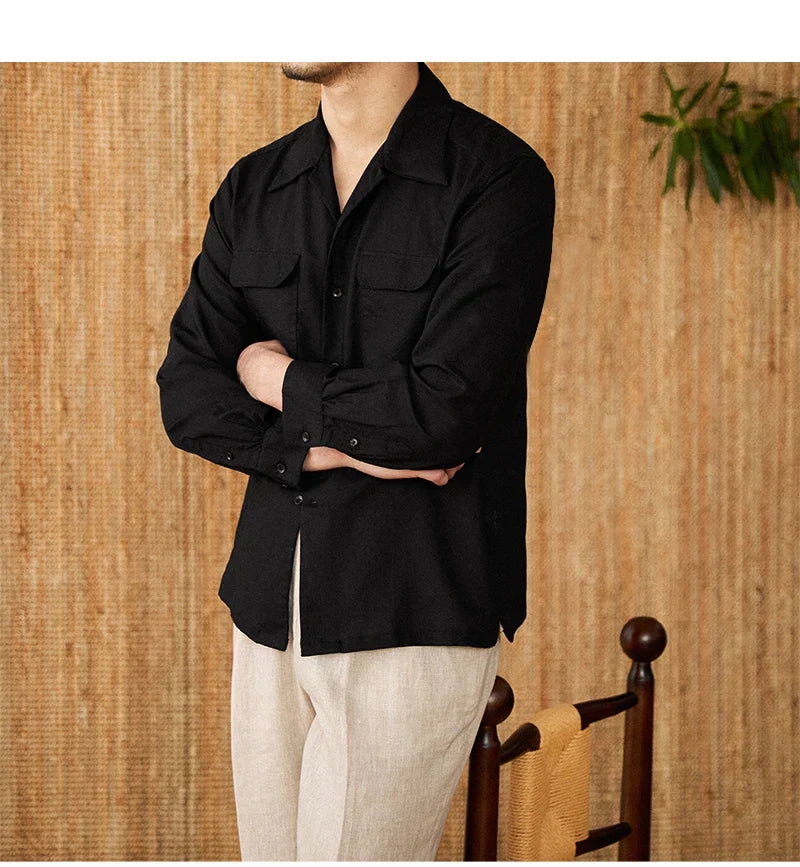 Men's Shirt – Linen – Relaxed Fit – Long Sleeves – Button Closure – Breathable