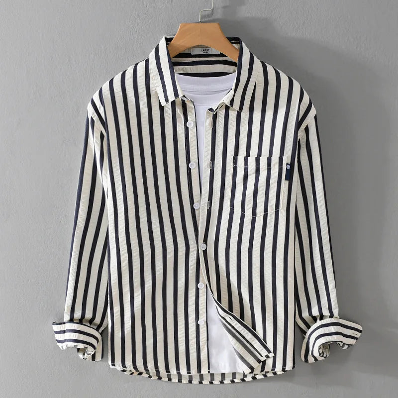 Long Sleeve Striped Chest Pocket Shirt