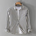 Men's Shirt - Classic Striped Design - Long Sleeves - Button Closure - Chest Pocket