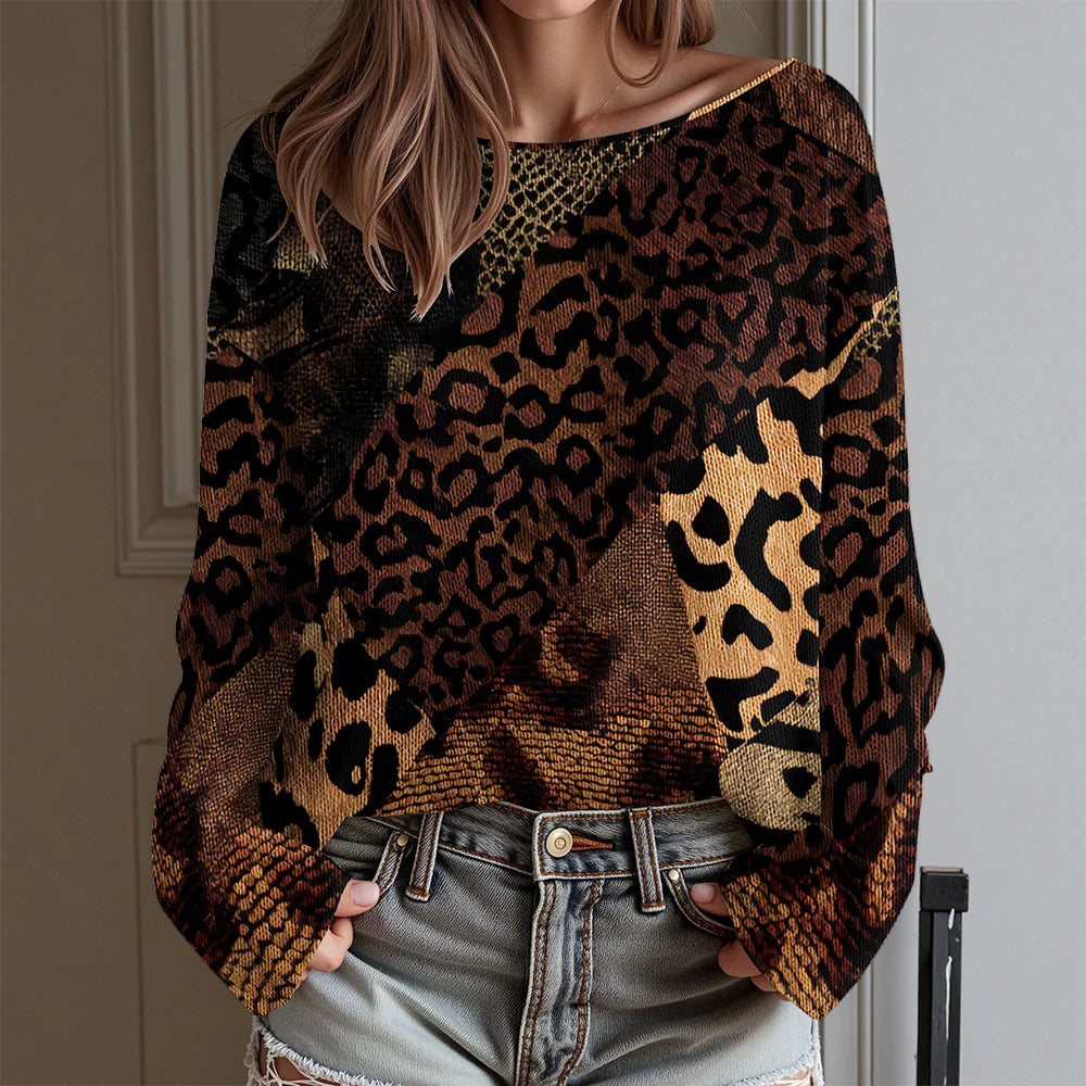 Knit Relaxed Fit Long Sleeve Wide Crew Top