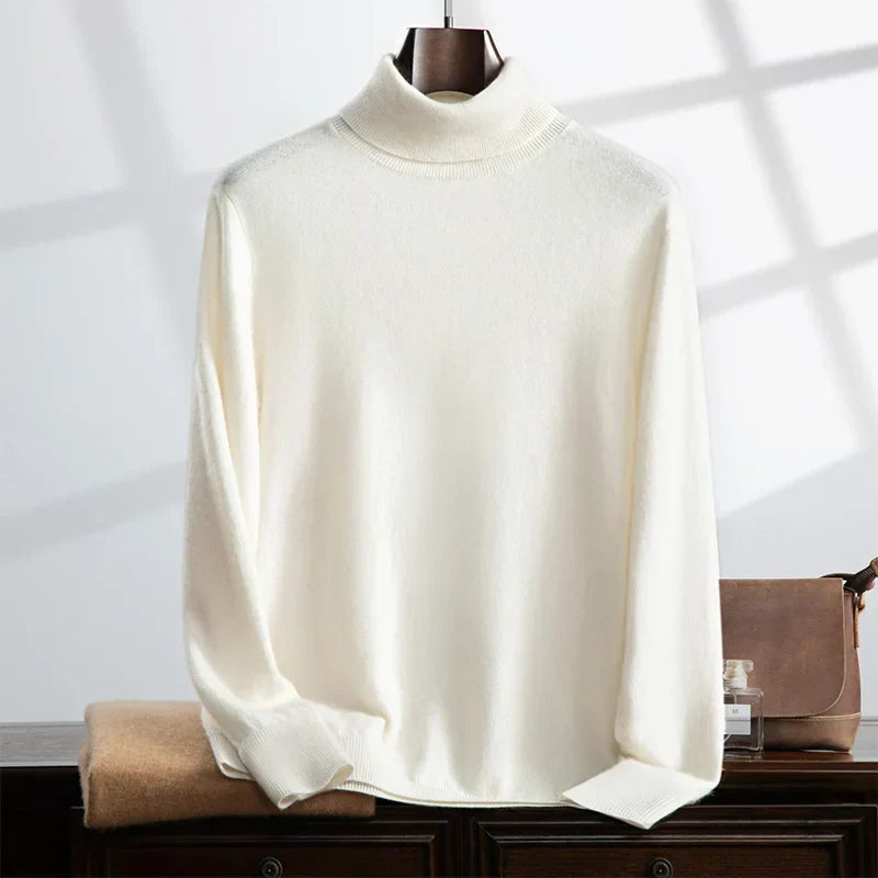 Men's Turtleneck Sweater – Cashmere – Relaxed Fit – Ribbed Edges – Soft Knit