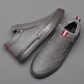Men's Sneakers – Mid-High Silhouette – Leather Look – Zipper Closure – Comfort Sole