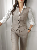 Women's Suit – Wool Blend – Tailored Fit – Vest and Trousers – Formal Look