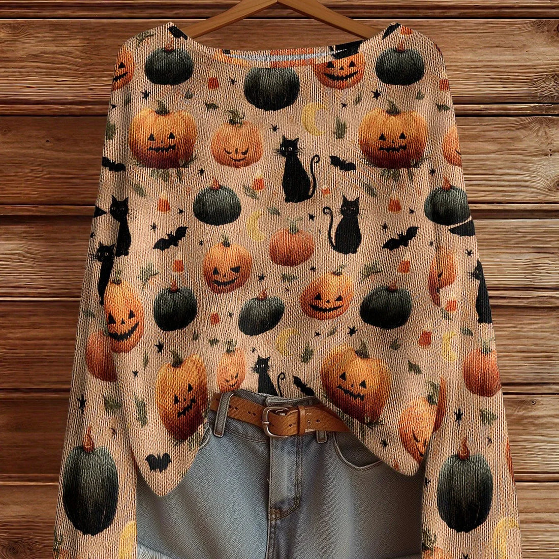 Relaxed Fit Knit Graphic Print Sweatshirt