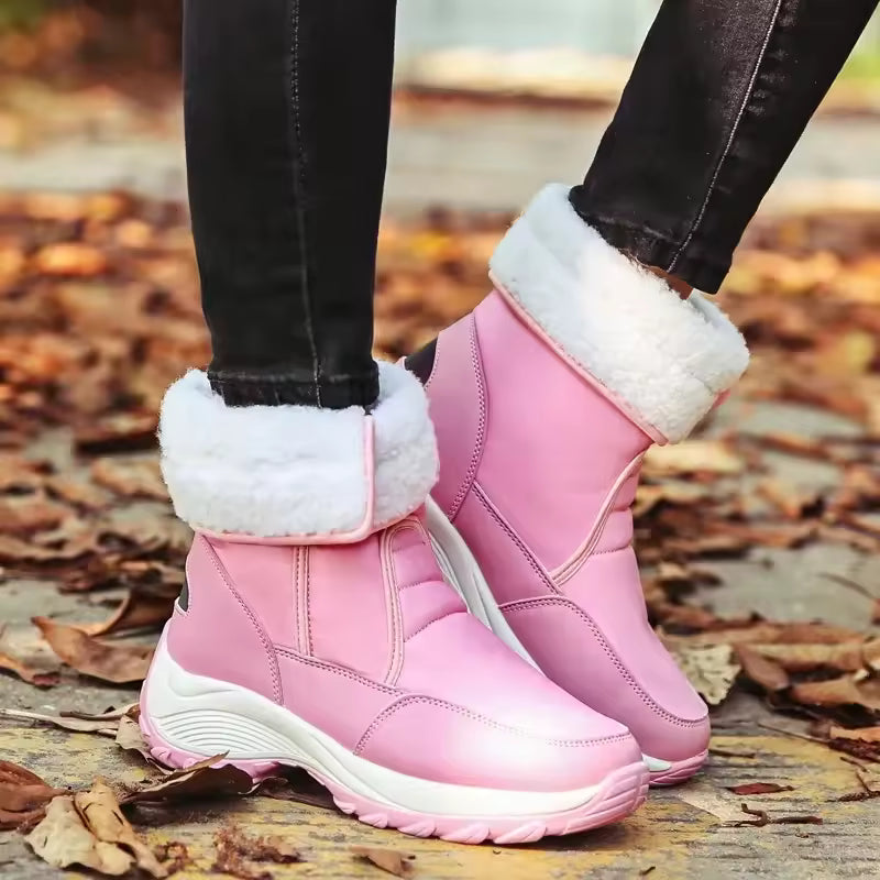 Faux Fur Cuff Slip-On Ankle Boots