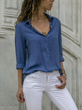 Women's Shirt - Button Closure - Classic Collar - Long-Sleeved Loose Fit