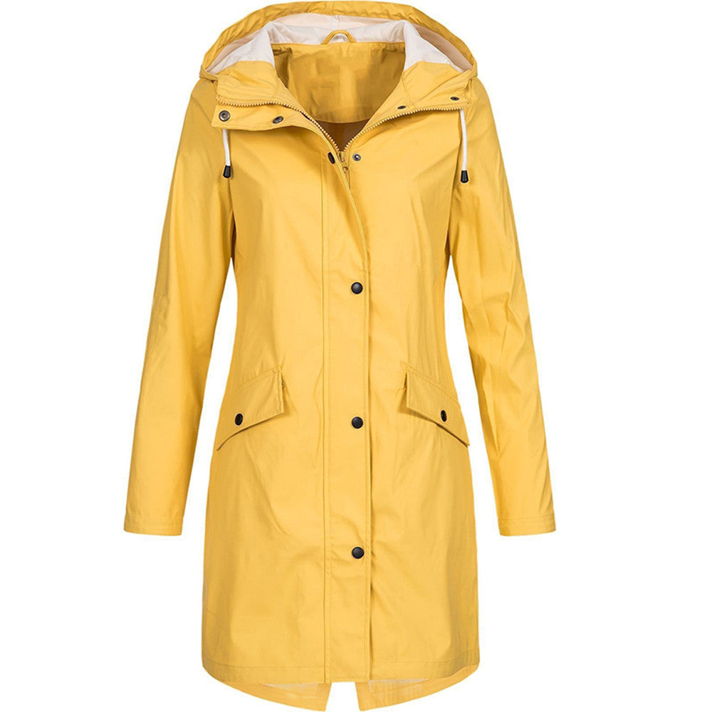 Water-Resistant Hooded Relaxed Fit Rain Jacket