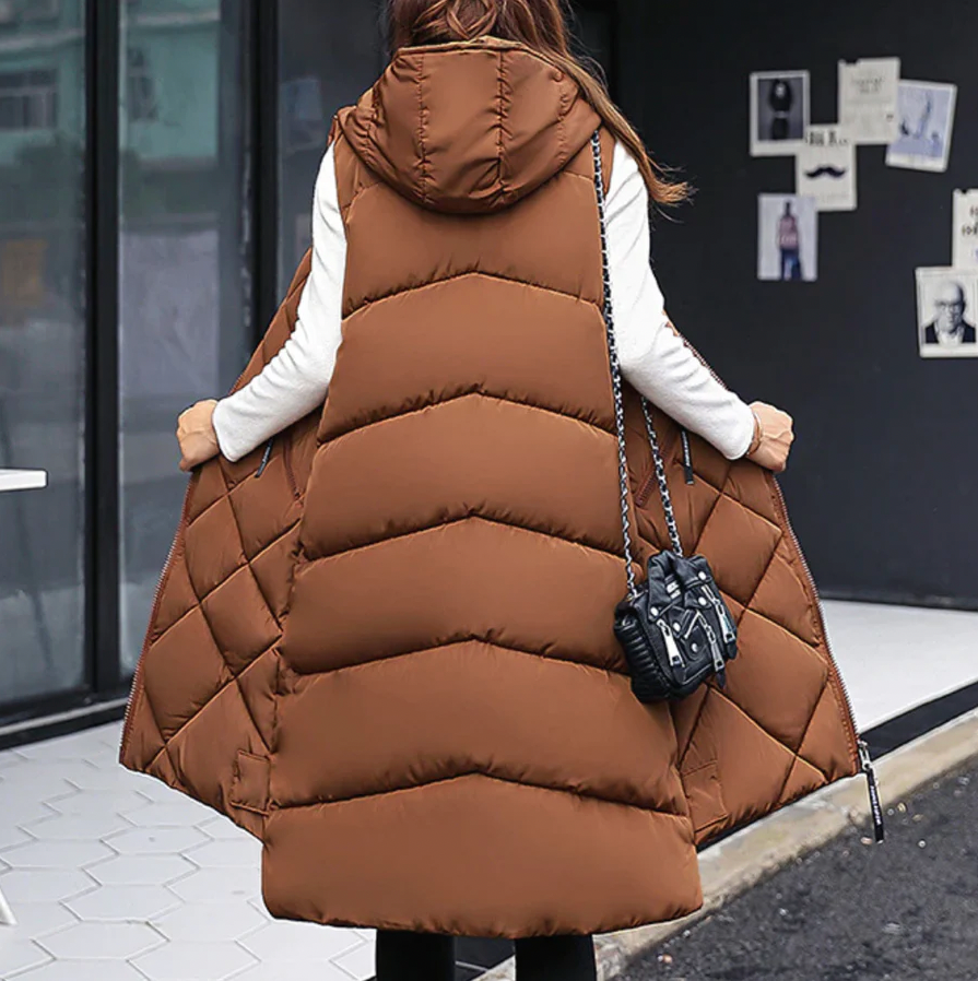 Quilted Hooded Relaxed Long Vest