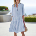 Women's Dress – Relaxed Fit – Light and Breathable – Button Closure – Checkered Design