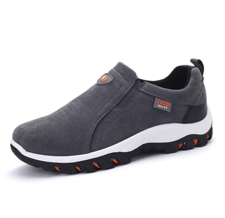 Herresko - Slip-On Sneakers - Ruskind - Åndbar og Stødabsorberende - Skridsikker Sål