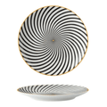 Porcelain Geometric Metallic Rim Dinner Plate Set