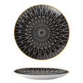 Porcelain Geometric Metallic Rim Dinner Plate Set