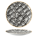 Porcelain Geometric Metallic Rim Dinner Plate Set