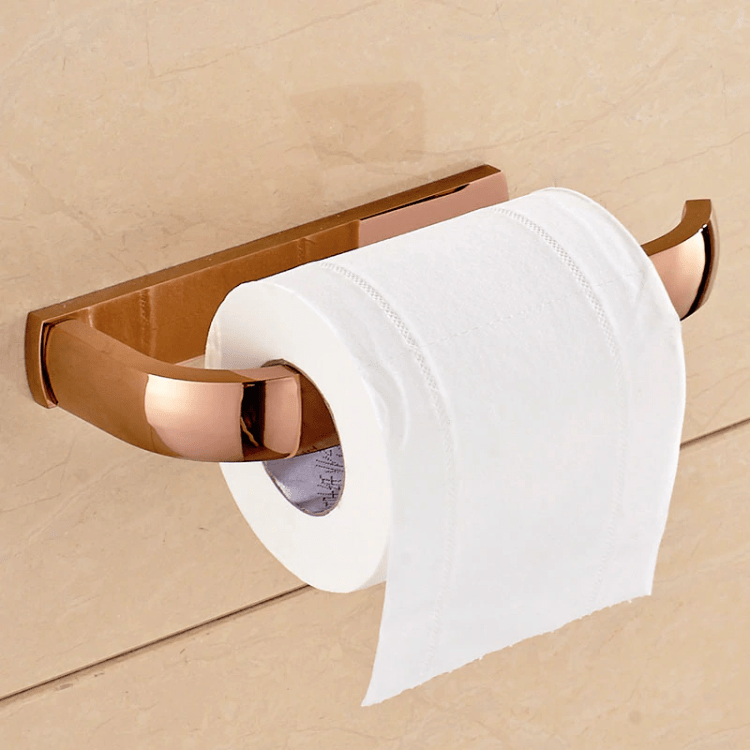 Brushed Brass Wall-Mounted Single-Arm Toilet Paper Holder