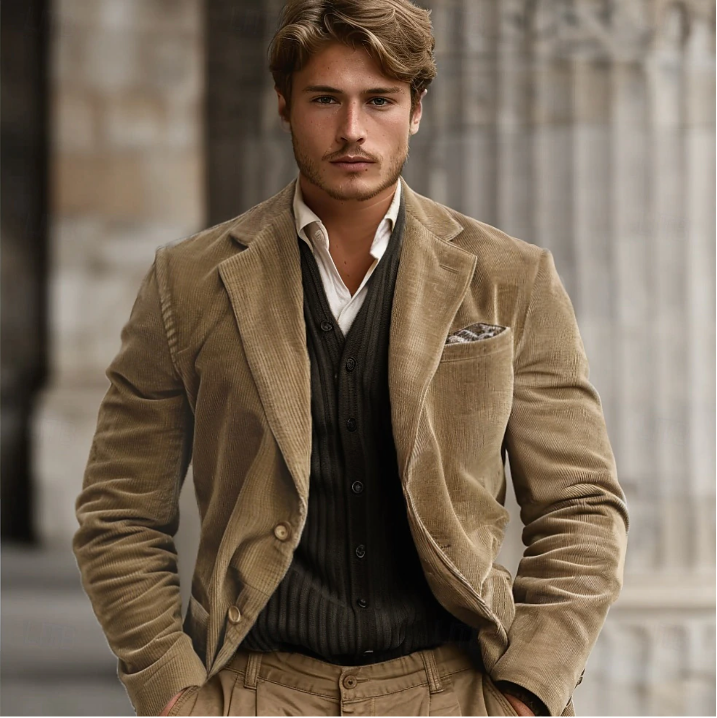 Men's Jacket in Corduroy – Tailored Fit – Notch Lapel – Single-Breasted Design
