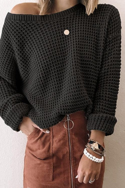 Wool Blend Relaxed Oblique Collar Sweater
