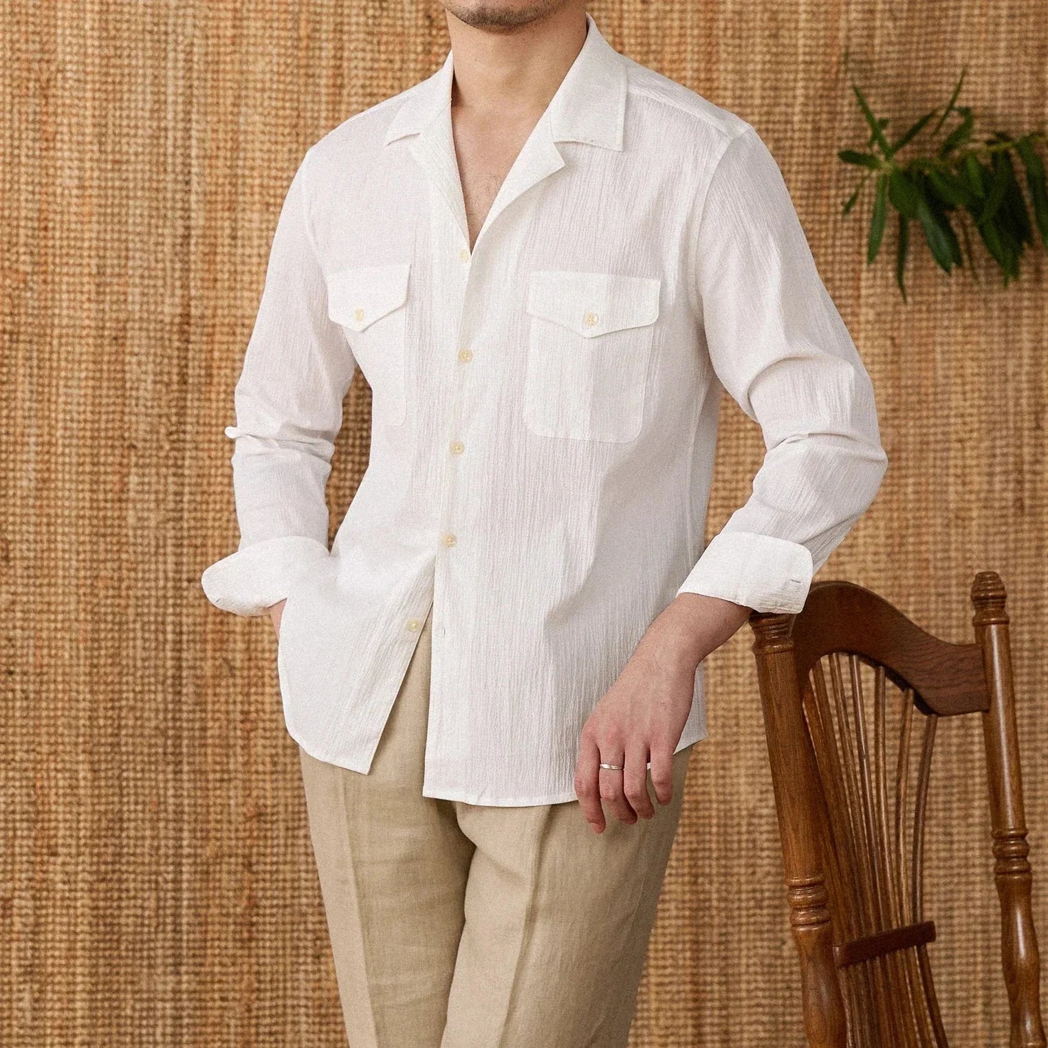 Men's Shirt with Collar – Classic Fit – Long Sleeve – Breathable Cotton Blend