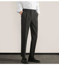 Men's Trousers – Classic Fit – Straight Legs – Lightweight Cotton Blend – Pressed Pleats