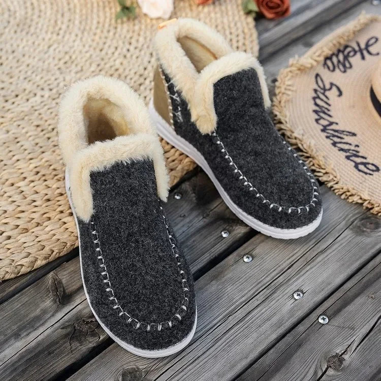 Cozy Faux Fur Lined Stitched Ankle Boots