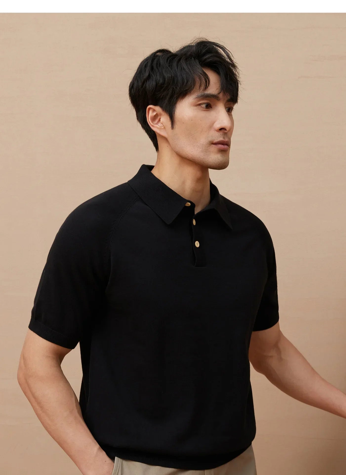 Men's polo shirt – tailored fit – soft cotton knit – short-sleeved design