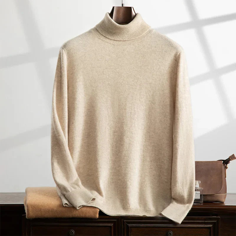 Men's Turtleneck Sweater – Cashmere – Relaxed Fit – Ribbed Edges – Soft Knit