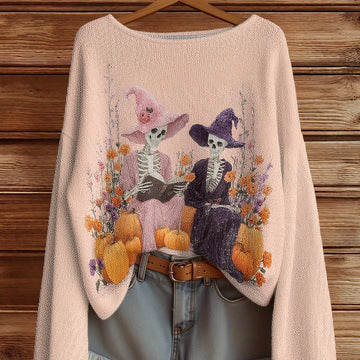 Relaxed Fit Knit Graphic Print Sweatshirt
