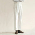 Men's Trousers – Tailored Fit – High Waist – Front Pleats – Cuffs at Ankles