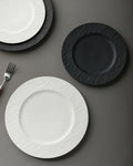 Stone-Pressed Ceramic Wide Textured Rim Dinner Plate