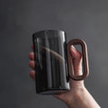 Smoked Glass Mug With Wooden Handle