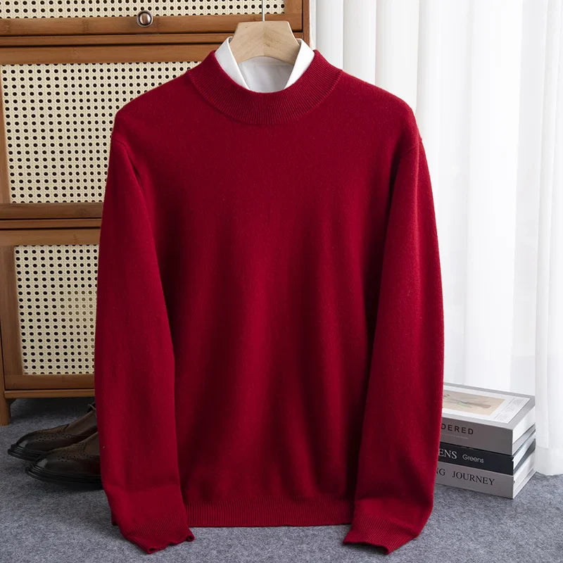 Wool Loose Fit Half-High Neck Pullover Sweatshirt
