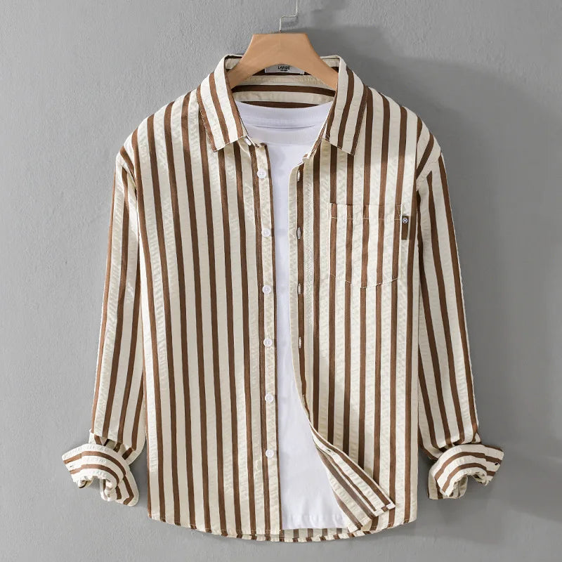Long Sleeve Striped Chest Pocket Shirt