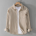 Men's Shirt - Classic Striped Design - Long Sleeves - Button Closure - Chest Pocket