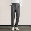 Men's Trousers – Classic Fit – Straight Legs – Lightweight Cotton Blend – Pressed Pleats