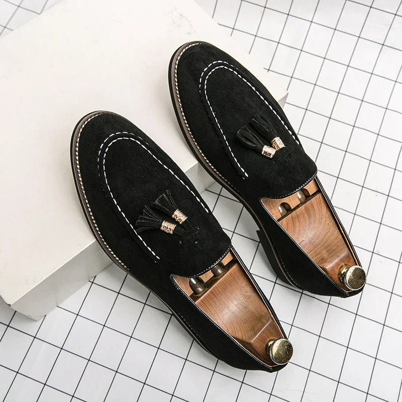 Men's Moccasins – Suede – Classic Fit – Slipper Style with Tassels – Elegant Slip-on